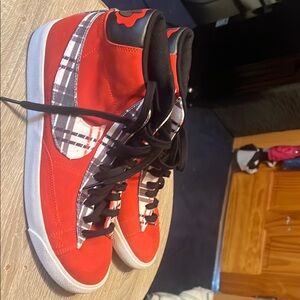 Red and Black High-Top Sneakers